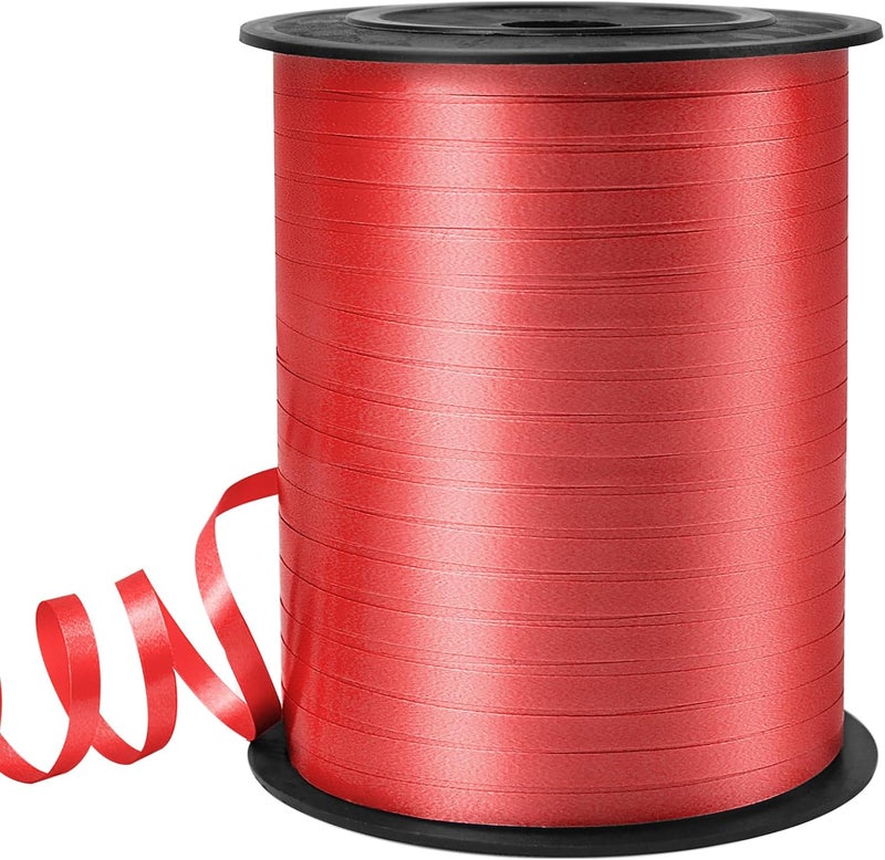 VISPAD Red Curling Ribbon, 3/16" x 500 Yards, Polyester, Multi-purpose, Solid Red, Classic, For Special Occasions - Image 1